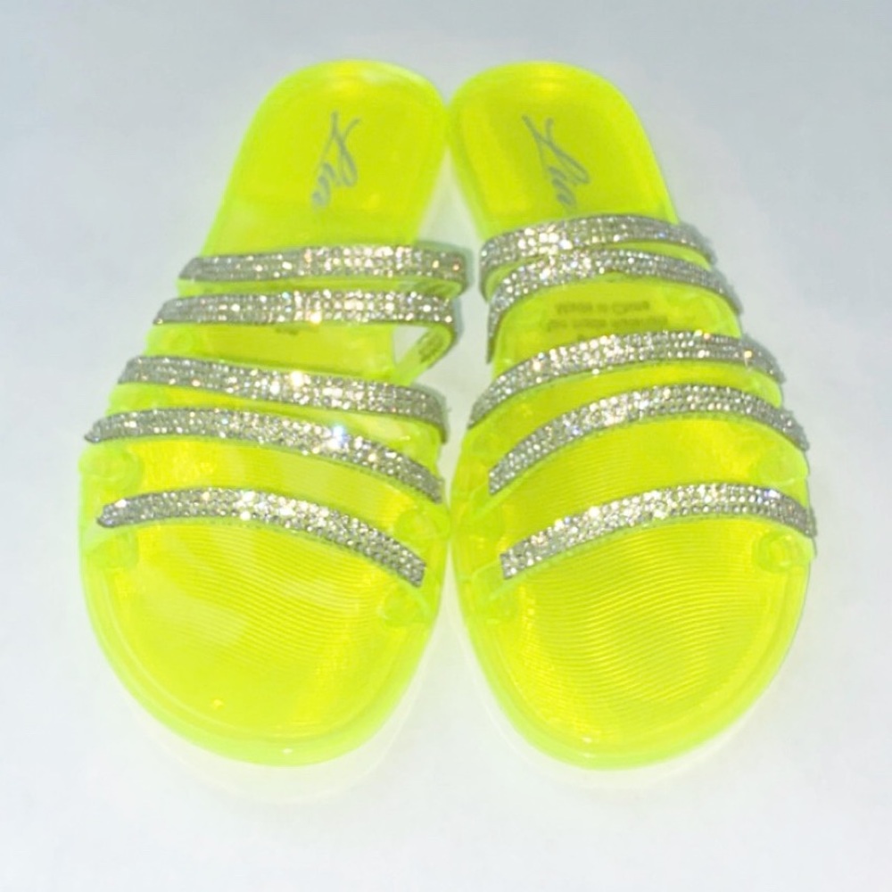 green clear neon Rhinestone Accent Sandal